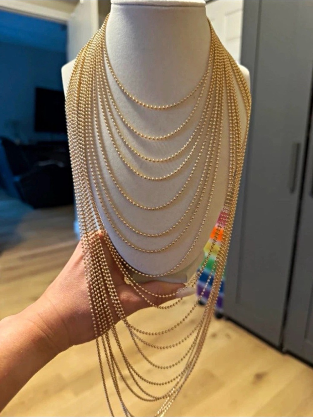 Multi-Layer Gold Ball Chain Necklace - Elegant Layered Women’s Jewelry
